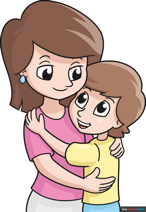 How to Draw an Easy Mother and Son - Really Easy Drawing Tutorial