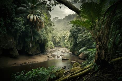 Premium AI Image A Beautiful Location In A South American Jungle