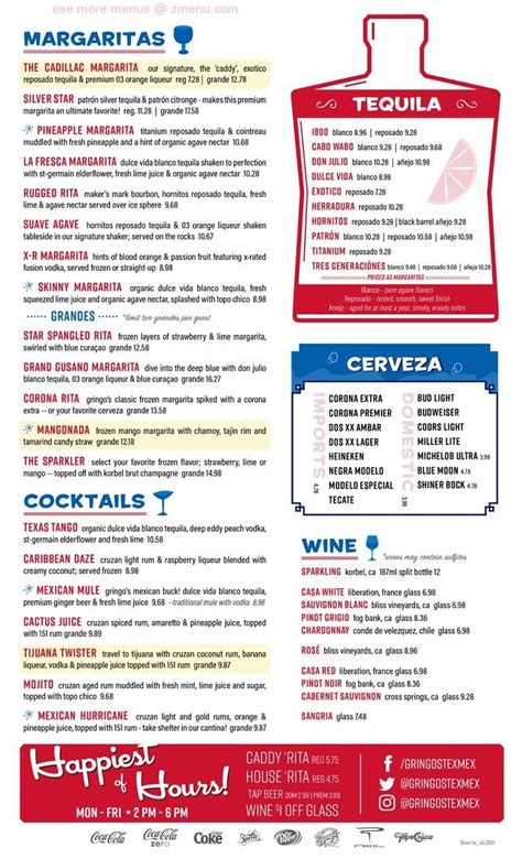 Menu at Gringo’s Mexican Kitchen {Rosenberg} restaurant, Rosenberg, Southwest Fwy