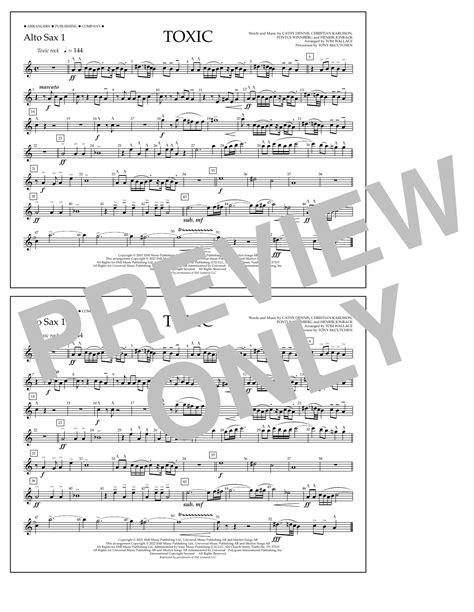 Toxic Arr Tom Wallace Alto Sax 1 By Britney Spears Sheet Music For