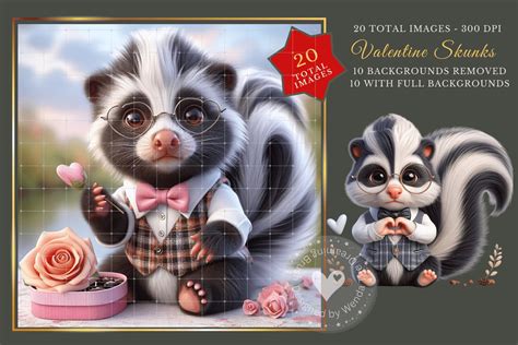 Valentine Skunk Digital Download Prints 20 Adorable Designs For All