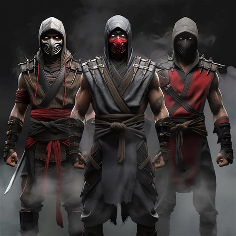 Premium Vector | Three main ninja characters of mortal kombat x