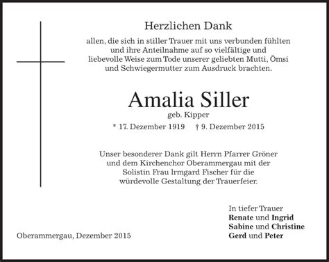 Traueranzeigen Von Amalia Siller Trauer Merkur De