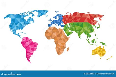 Colorful Geometric World Map Stock Vector - Illustration of geometric, shape: 62978693