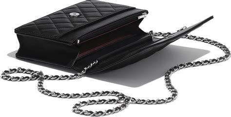 Classic Wallet On Chain Lambskin Silver Tone Metal Black Chanel