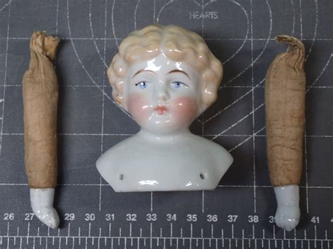 Antique German Blond China Shoulder Head Doll Head With Arms 89