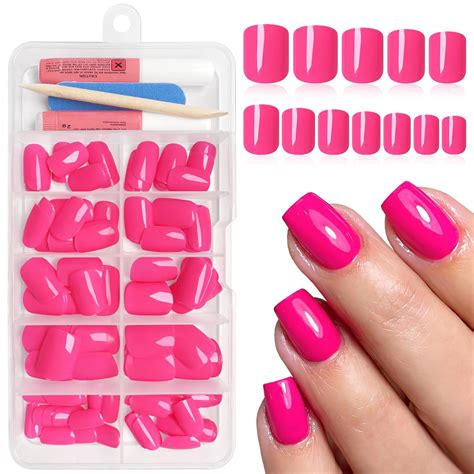 Amazon Bellelfin Square Press On Nails Short Pcs Glossy Hot