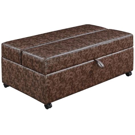 Coaster Faux Leather Sleeper Ottoman In Dark Brown 500750