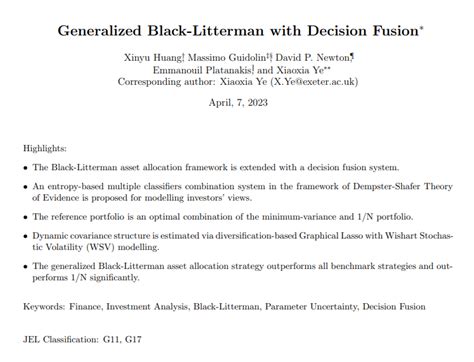 Wifey On Twitter Generalized Black Litterman With Decision Fusion