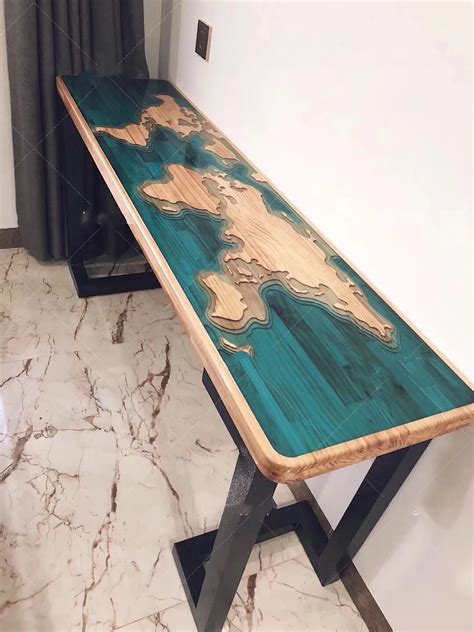 China Factory Solid Wood With Epoxy Resin Dining Table Resin Epoxy Slab ...