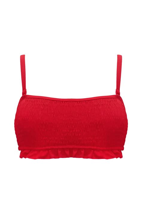 Free Spirit Strapless Underwired Bikini Top In Red Pour Moi