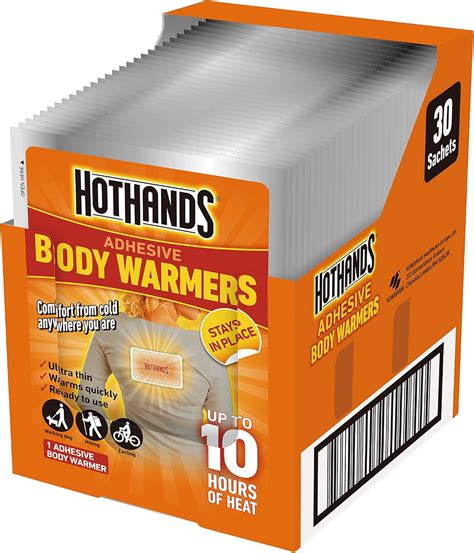 HotHands Adhesive Body Warmers 30 Pack Air Activated Ready To Use