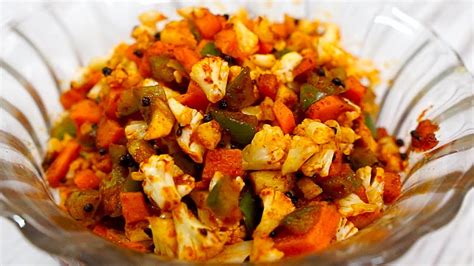 Instant Vegetable Achar Mix Vegetable Pickle Step By Step Recipe