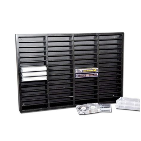 Houten opbergrek voor 60 cassettes zwart Planète Disque Flatware Tray