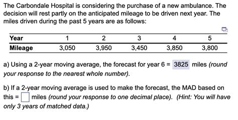 Solved B If A 2 Year Moving Average Is Used To Make The Chegg