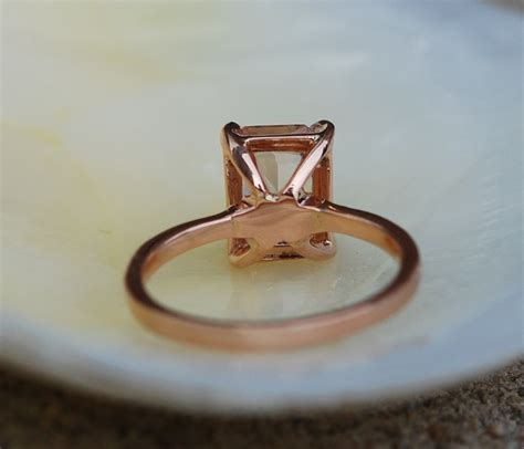 Blake Lively Ring Peach Sapphire Engagement Ring Emerald Cut Etsy