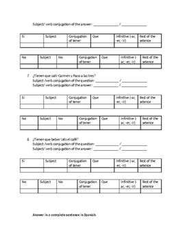 Tener Que Infinitive Practice Personal Questions By Kunal Patel TpT