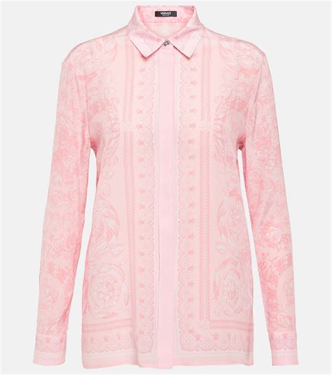 Barocco Silk Shirt In Pink Versace Mytheresa