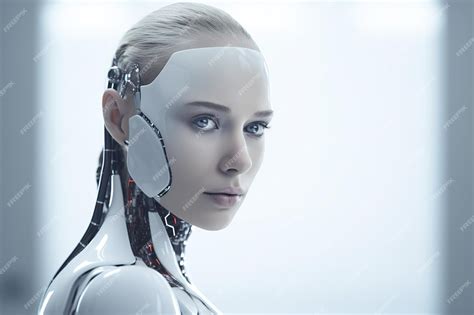 Premium AI Image | Portrait of a robot in a white futuristic interiorArtificial intelligence concept