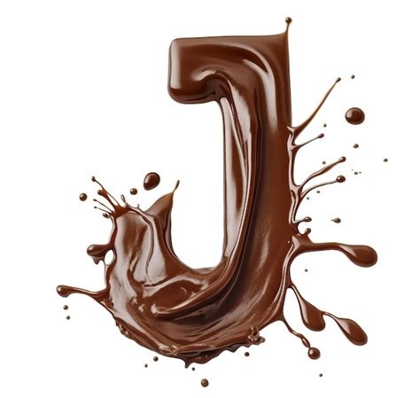 Letra J Derretida Feita Chocolate Isolado Na Vista Superior Branca