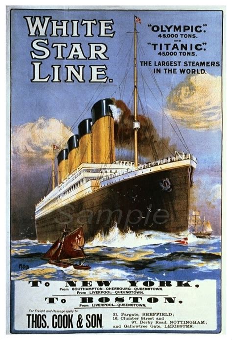 Vintage White Star Line Titanic Olympic Poster Print