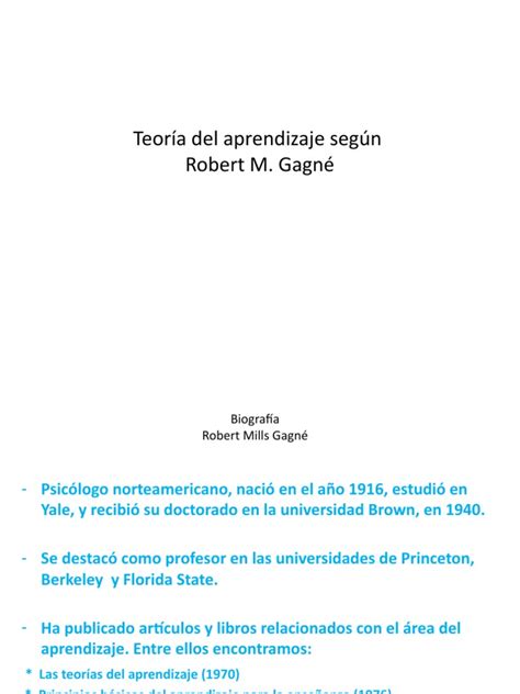 Teoría Del Aprendizaje Robert Gagne Pdf Aprendizaje Psicología Educacional