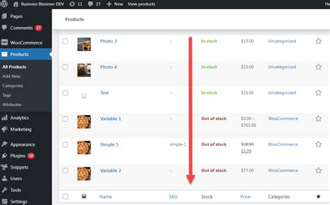 Woocommerce Sort Products By Stock Admin Dashboard