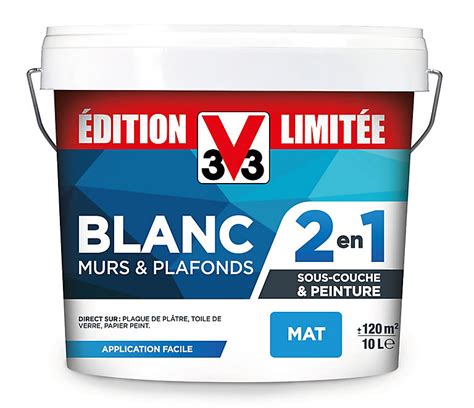 Peinture Murs Et Plafonds V33 édition Limité 2 En 1 Blanc Mat 10l