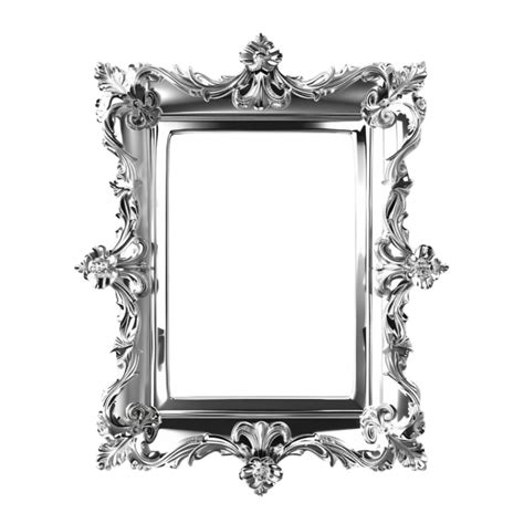 a silver frame with ornate design on a transparent background AI ...