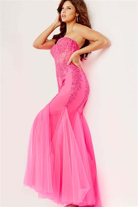 Jovani Dress 5908 Blush Embellished Strapless Party Dress