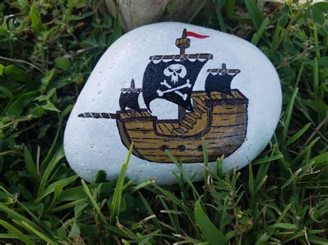 Pirate Ship Painted Rock Rock Painting Rock Painting Ideas Pirate