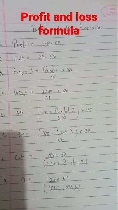 Profit And Loss Formula Youtube