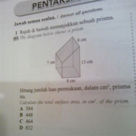 PENTARJ Jawab Semua Soalan Answer All Questions Gauthmath