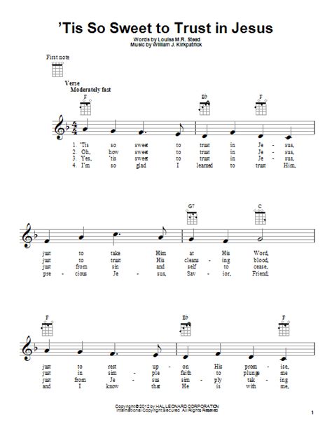 Tis So Sweet To Trust In Jesus Sheet Music Direct