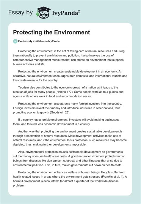 Protecting The Environment 823 Words Essay Example