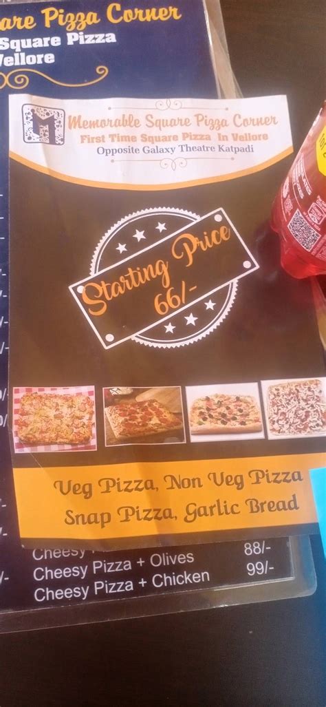 Menu At Memorable Square Pizza Corner Vellore