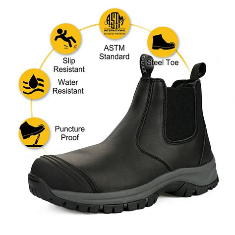 Men's Steel Toe Non Slip Waterproof Kevlar Puncture Resistant Slip On EH Roofing Welding Logging ...