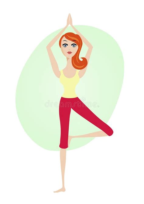 Women Yoga Tree Asana Posture Standing On One Leg Stock Vector