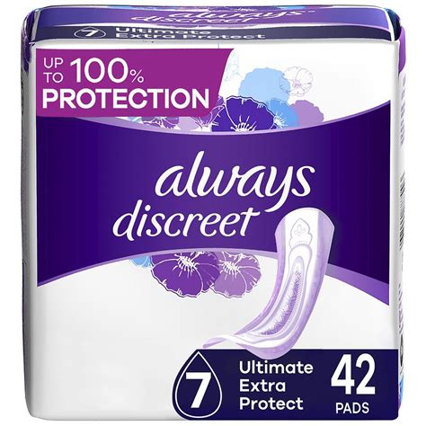 Always Discreet Adult Incontinence Pads For Women Ultimate Extra Protect Absorbency Size 7