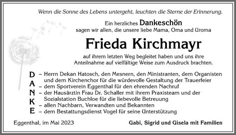 Traueranzeigen Von Frieda Kirchmayr Augsburger Allgemeine Zeitung