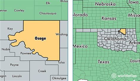 Map Of Osage County Oklahoma Topographic Map World