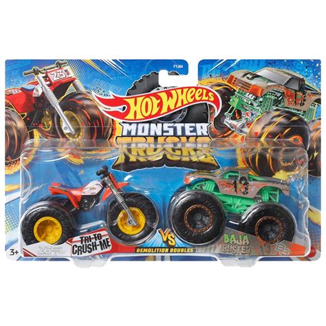 ᐉ Игровой набор Hot Wheels Monster Trucks 2 автомобиля Tri To Crush Me VS Baja Buster FYJ64 29