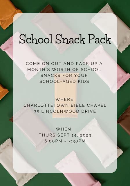 School Snack Program Charlottetown Bible Chapel