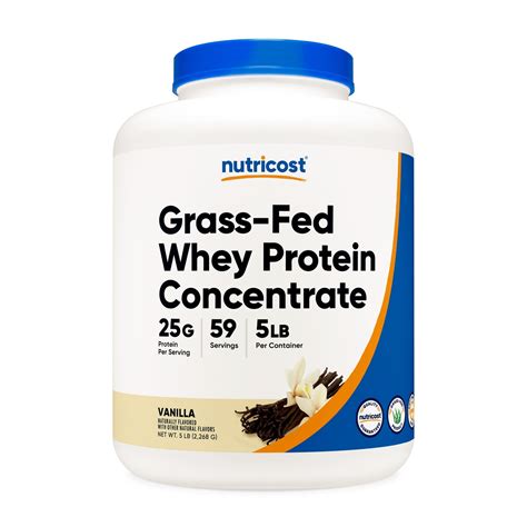 Grass-Fed Whey Protein Concentrate Powder Vanilla (5 LB) - FitnMeet