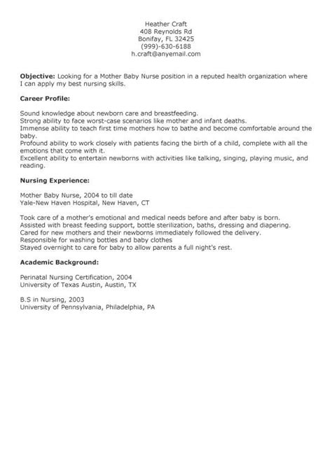 Mother Baby Nurse Resume Resume And Letter Mother Baby Nurse Nursing