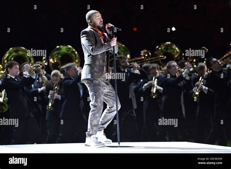 Justin Timberlake Performs Onstage During The Pepsi Super Bowl Lii