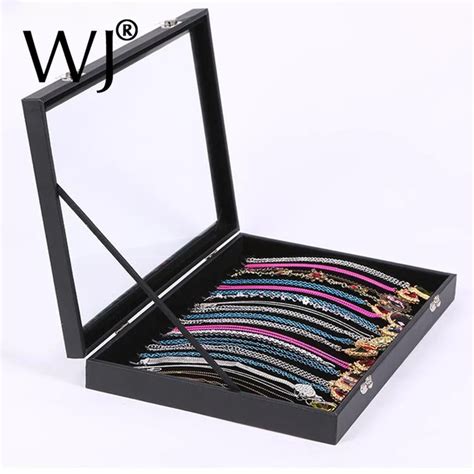 Superior Gray Velvet/Wooden Portable Jewelry Display Tray Case Box ...