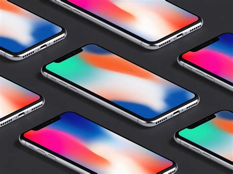 Free Isometric Silver Iphone X Mockup Psd Psfreebies