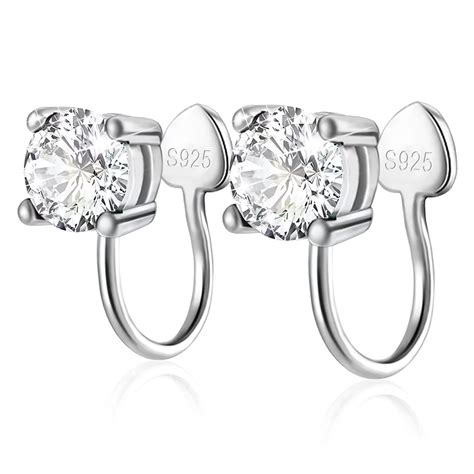 Sterling Silver Cartilage Earrings With Cubic Zirconia Ear Cuffs Hypoallergenic Non Piercing