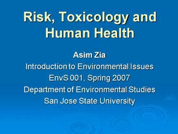 Ppt Risk Toxicology And Human Health Powerpoint Presentation Free